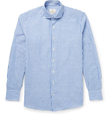mayfair slim fit striped cotton and linen blend shirt