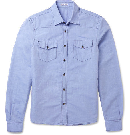 ibiza slim fit cotton and linen blend shirt