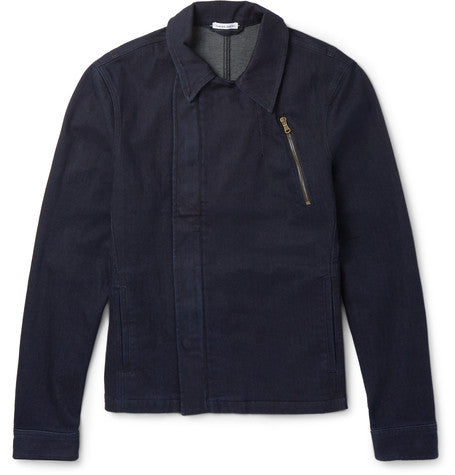 zip up stretch denim jacket