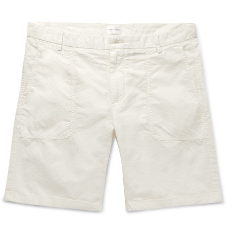 cotton and linen blend canvas shorts