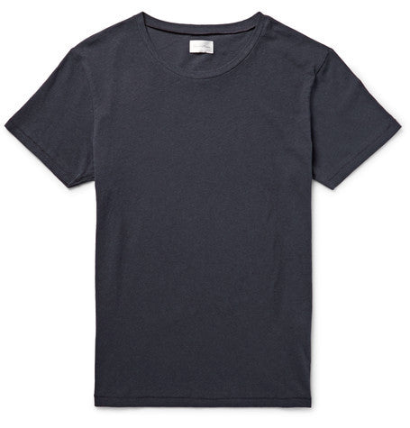 slim fit slub cotton and linen blend t shirt
