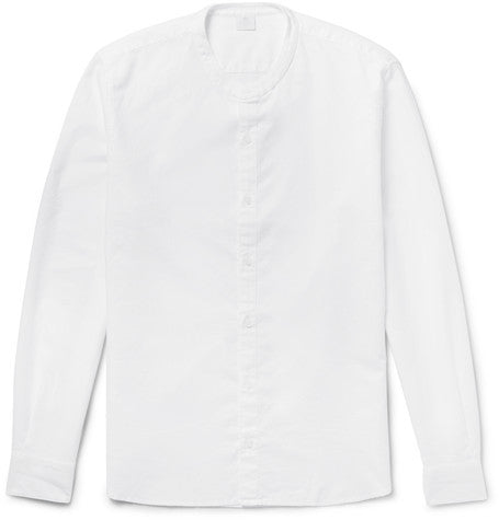 grandad collar cotton oxford shirt
