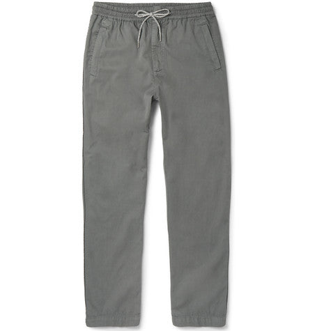 tapered drawstring cotton trousers