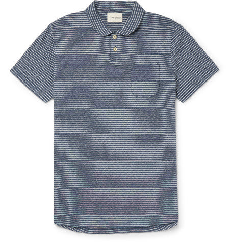 harper slim fit penny collar striped cotton polo shirt