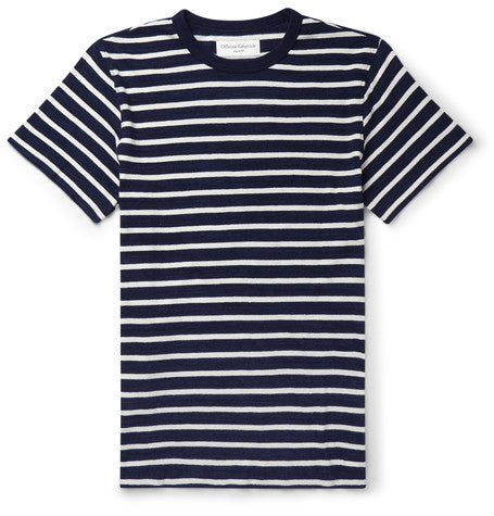 slim fit striped knitted cotton jersey t shirt