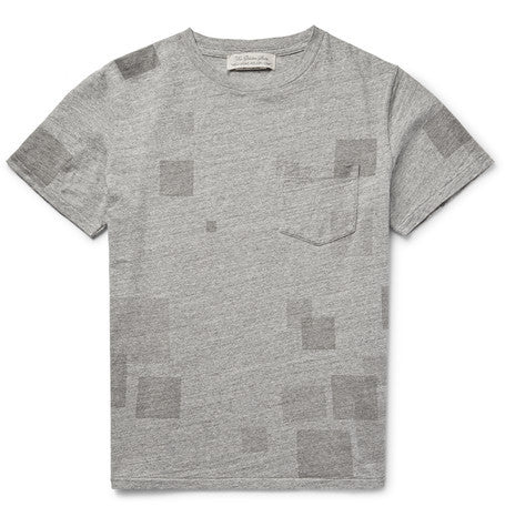 patchwork effect melange cotton jersey t shirt
