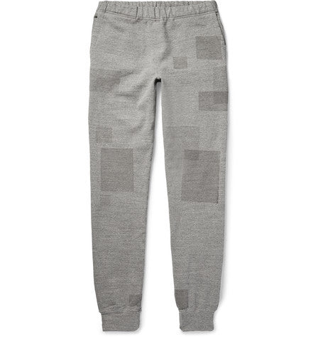 patchwork effect loopback cotton blend jersey sweatpants