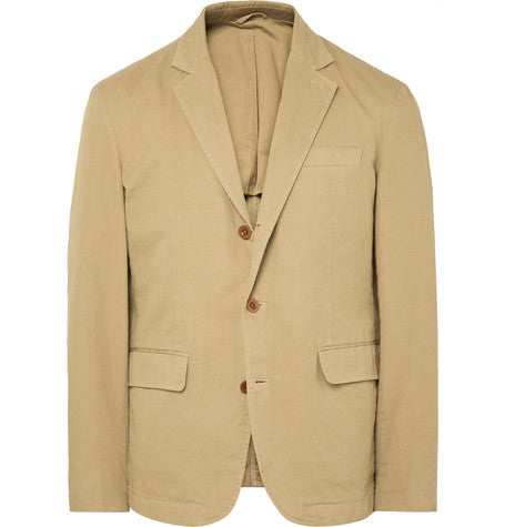 sand unstructured cotton twill blazer