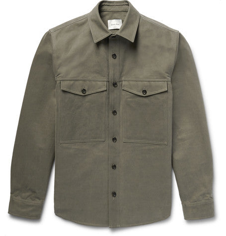 washed cotton gabardine shirt jacket