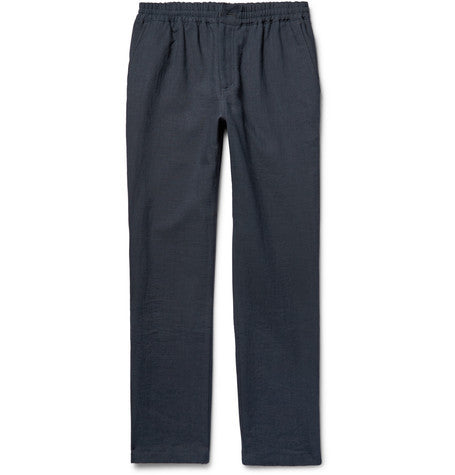 explorer drawstring linen and cotton blend trousers