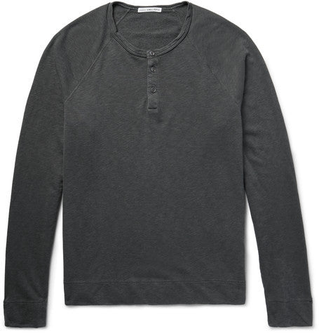 loopback cotton jersey henley sweatshirt