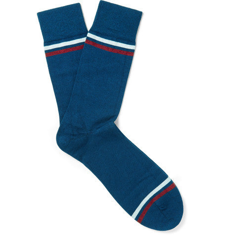 kai striped sea island cotton blend socks