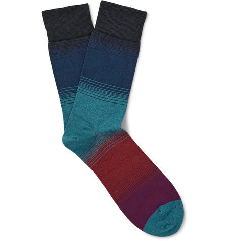 striped colour block sea island cotton blend socks