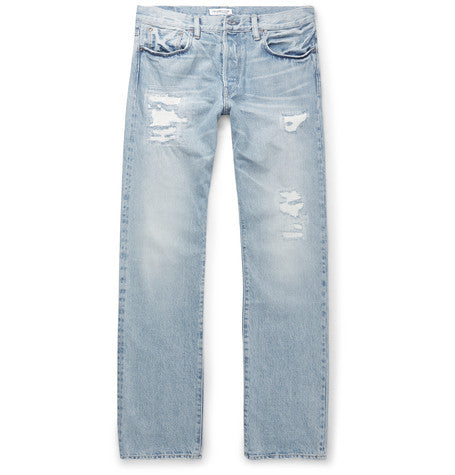 distressed denim jeans