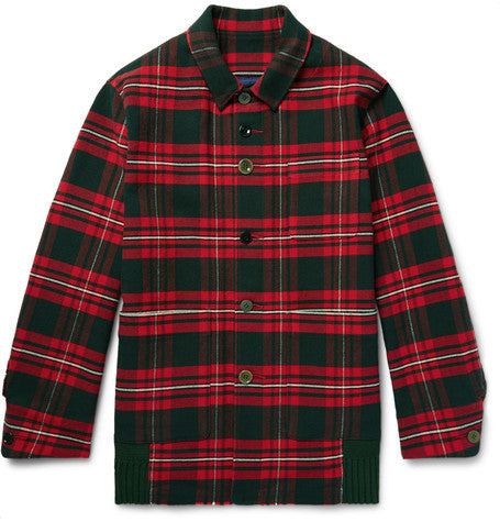 checked cotton flannel shirt jacket