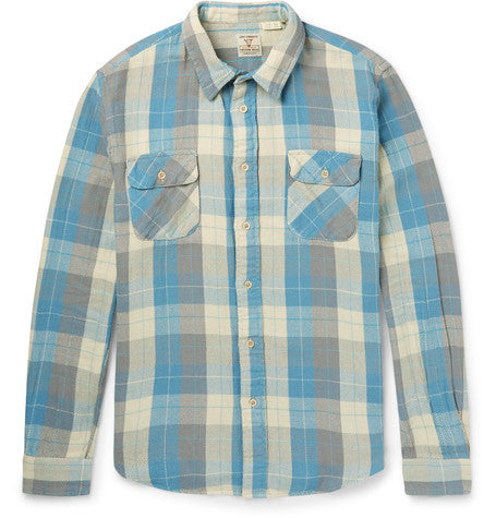 1950s slim fit plaid cotton shirt