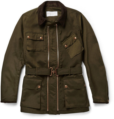 sports twin track suede trimmed nylon jacket