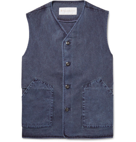 washed denim waistcoat