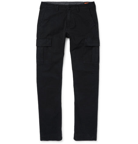 genie slim fit cotton twill cargo trousers