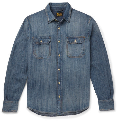 distressed denim shirt