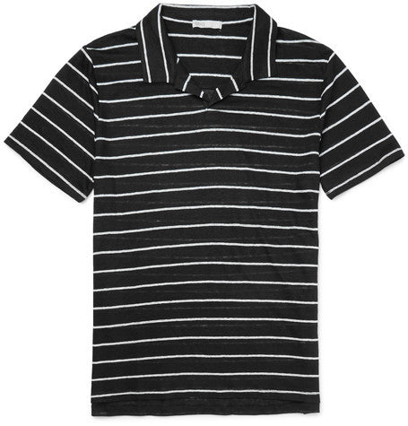 shaun slim fit striped linen polo shirt