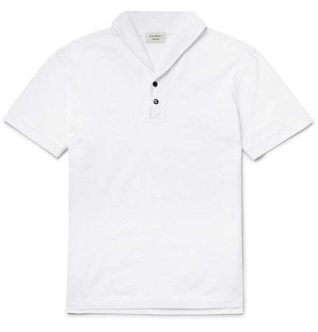 shawl collar mercerised cotton pique polo shirt
