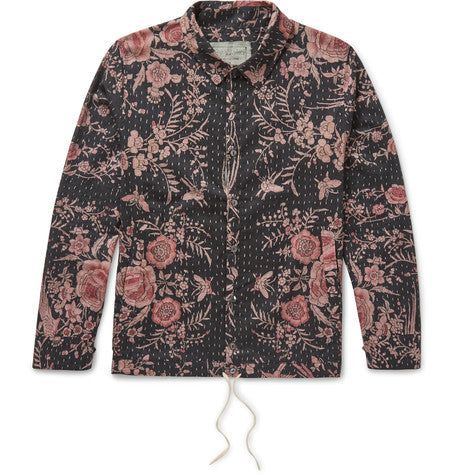 joel drawstring hem printed cotton shirt