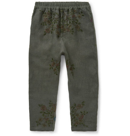 morton embroidered linen trousers