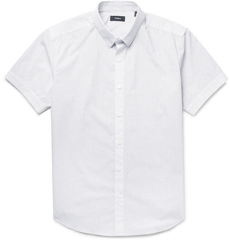 coppolo slim fit graph checked cotton poplin shirt