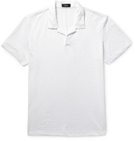 willem slim fit camp collar slub cotton jersey polo shirt