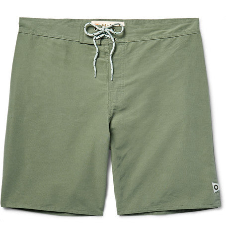 pennant mid length cotton blend swim shorts