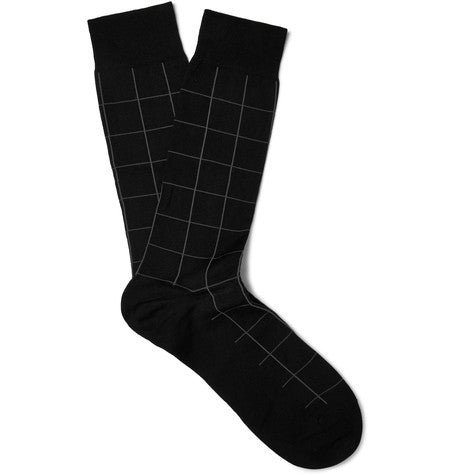 lambeth checked egyptian cotton blend socks