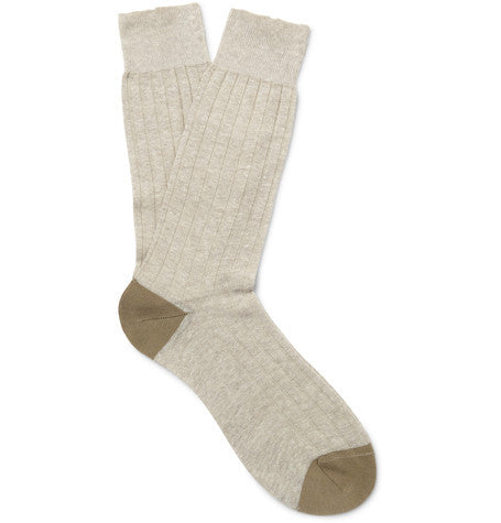 hamada two tone ribbed knit socks