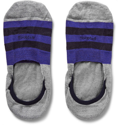 striped egyptian cotton blend no show socks