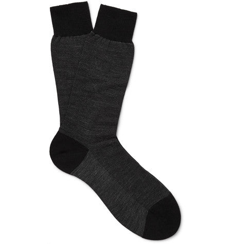 beaumont birdseye knit merino wool blend socks