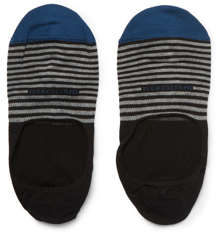 striped pima cotton blend no show socks