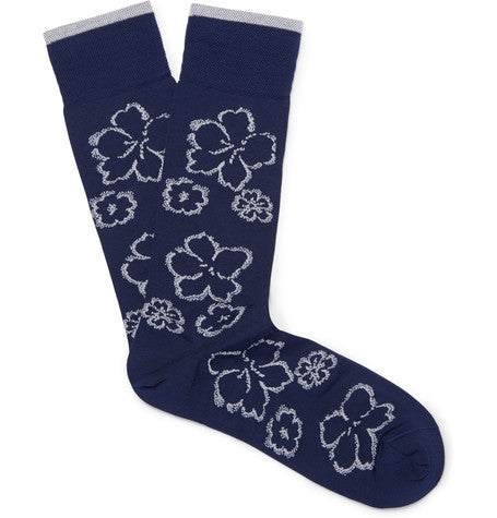 floral pima cotton blend socks