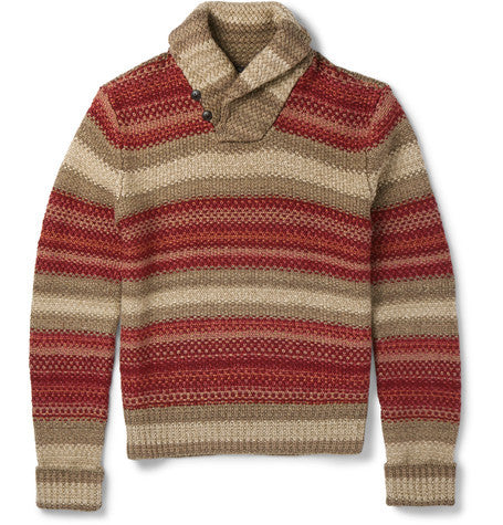 shawl collar crochet knit linen blend sweater