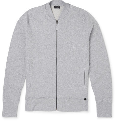 slim fit stretch cotton jersey zip up sweatshirt