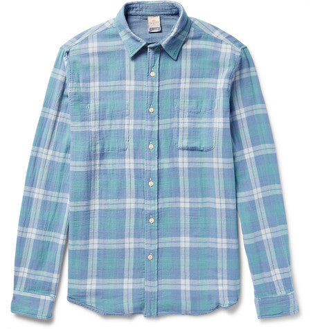 belmar reversible checked cotton overshirt