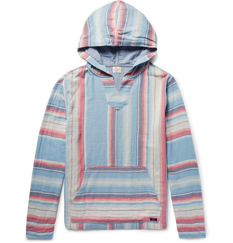 baja striped cotton twill hoodie