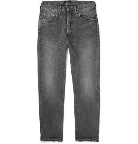 slim fit cropped selvedge denim jeans