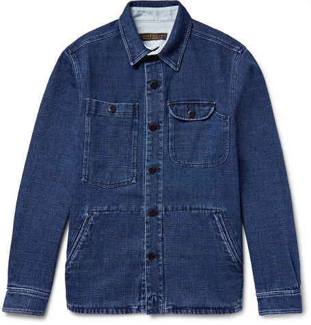 indigo dyed cotton shirt jacket