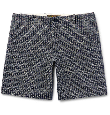 indigo dyed cotton canvas shorts
