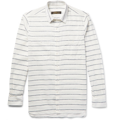 striped linen and cotton blend shirt
