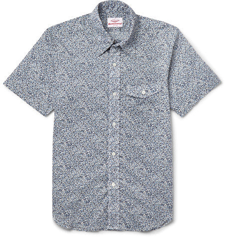 lawan slim fit printed cotton shirt