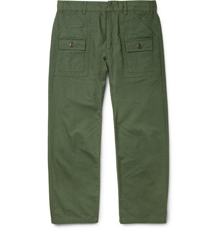 tapered cotton ripstop cargo trousers