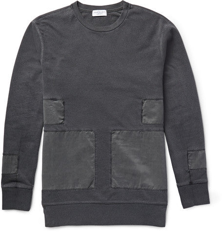 panelled washed loopback cotton jersey sweatshirt