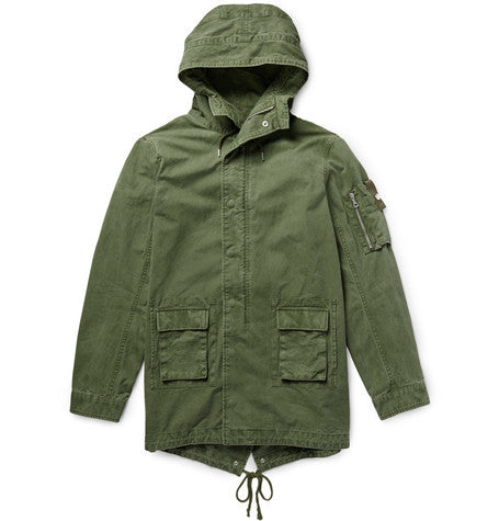 cotton canvas hooded fishtail parka
