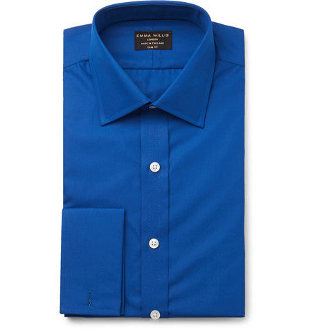 blue double cuff cotton shirt